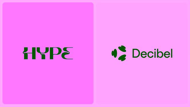 HYPE × Decibel · purple-beige split